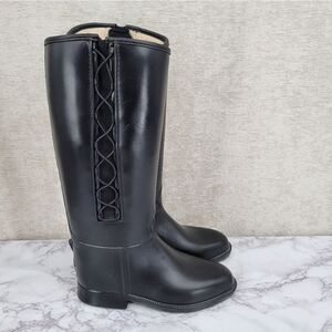 Dav Holloway Tall Black Lace Side Weatherproof Riding Boots Women's US 6 Euro 36
